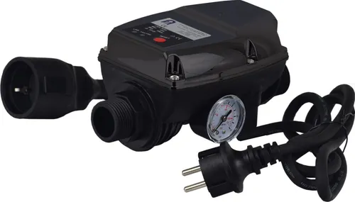 Agora-Tec® Pumpensteuerung Druckschalter AT-DWv-6 mit Trockenlaufschutz - Gartenbewässerung Zubehör, intelligenter Druckschalter mit Trockenlaufschutz für sichere Automatisierung Ihrer Wasserversorgung und einstellbarem Einschaltdruck.