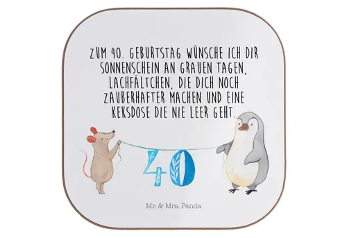 Mr. & Mrs. Panda Getränkeuntersetzer 40. Geburtstag