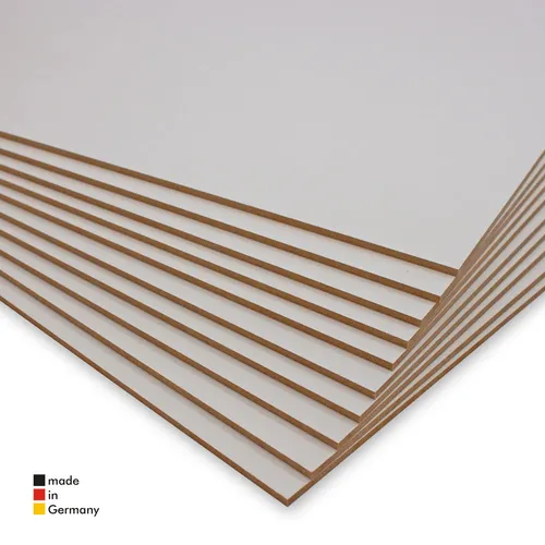 Produktbild 3mm 60 x 40 cm 10er Set MDF-Platten | weiß lackiert, Perfekt für Lasergravur, CN