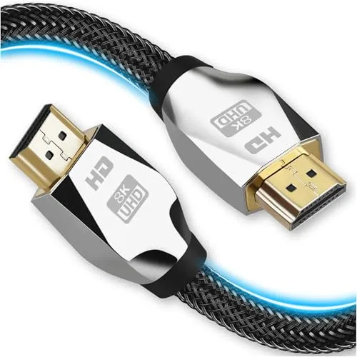 Reagle HDMI 2.1 Kabel – 8K@60Hz, 4K@120Hz,2K@240Hz 48Gbps, eARC, DolbyVision, HDR10, VRR, FreeSync, G-Sync, Nylon Geflecht, vergoldete Stecker, kompatibel mit PS5, Xbox Series X/S, LG OLED, RTX 30xx
