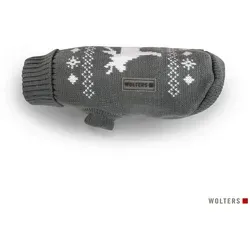 Wolters Hundepullover Elch grau weiß - Strickpullover für Hunde, ideal für kalte Tage und gemütliche Spaziergänge