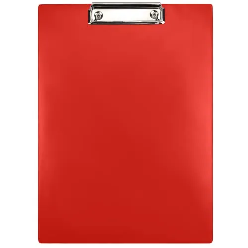 Netuno 1 Stück Klemmbrett A4 Rot mit Metallclip Schreibplatte aus Hartkunststoff Dokumentenhalter Schreibunterlage Clipboard Mappe mit Bügelklemme