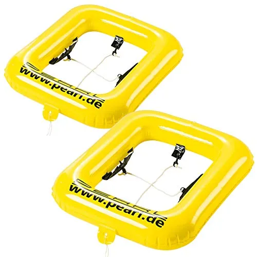 Produktbild PEARL Bier Schwimmring: 2er-Set Getränkekasten-Schwimmringe (Bierkasten Pool, Aufblasbarer Getränkehalter, Flaschenkühler)