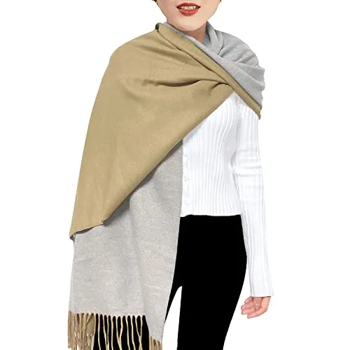 ehsbuy Winter Schals & Tücher für Damen Reversibel Kaschmir Schal Wendbarer Schultertuch Langer Großer Wärmeschal mit Quaste für Hochzeits Geschenke