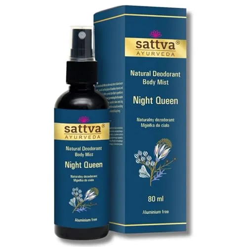 Natürliches Deo Spray Night Queen von Sattva Ayurveda - Alkoholfrei, Sanft zur Haut, Aluminiumfrei - Verführerischer Duft für Frauen - Körperspray mit Pflanzenextrakten - Deodorant für Damen, 80 ml
