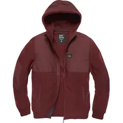 Vintage Industries Landell Polar Fleece Jacke XL, rot für Männer - Herren-Sweatjacken mit Ykk-Reißverschlüssen, verstellbarer Kapuze und praktischen Seitentaschen – ideal für kalte Tage.