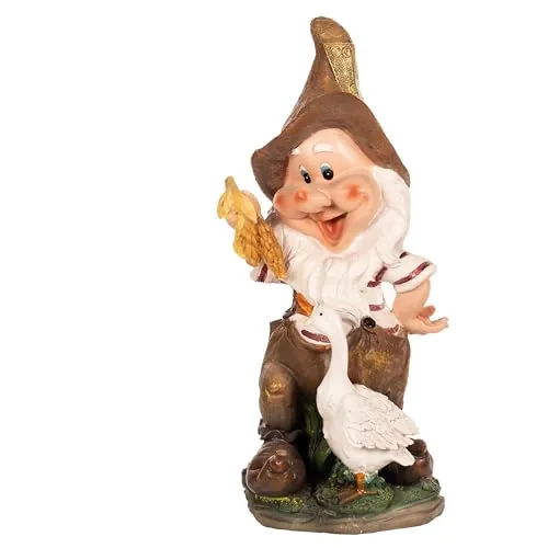 Birendy RIESIGER Zwerg, Gartenzwerg XXL 41cm - Sammlerfigur, beeindruckende Gartendekoration mit 41cm Höhe, wetterfest aus Polyresin und liebevoll handbemalt – ein ideales Geschenk für Gartenfreunde und Zwergeliebhaber.