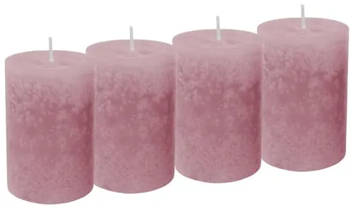 Unbekannt 4 Stumpenkerzen Kerzen Rosa Taufe Hochzeit Tischdeko Deko