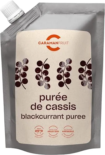 Caramanfruit Schwarze-Johannisbeere-Frucht-Püree - 2x 1kg - süß-säuerliches Cassis-Püree, Schwarzes-Johannisbeeren-Püree, frei von Farb- und Konservierungsstoffen, für Cocktails, Müsli