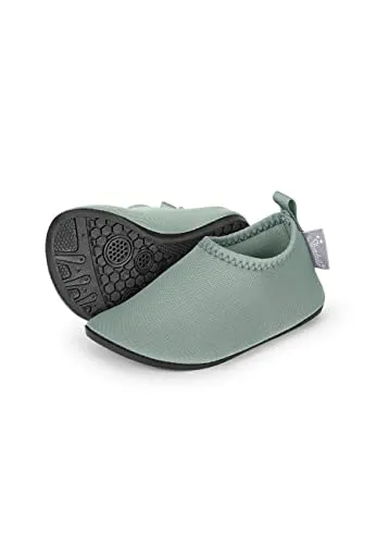 Sterntaler Badeschuhe Uni – Baby Aquaschuhe – Unisex Strand Slipper mit flexibler Sohle – schnelltrocknend & leicht - Ideal für Strand & Schwimmbad - Kinder Bademode – Farbe mattgrün, Größe 30