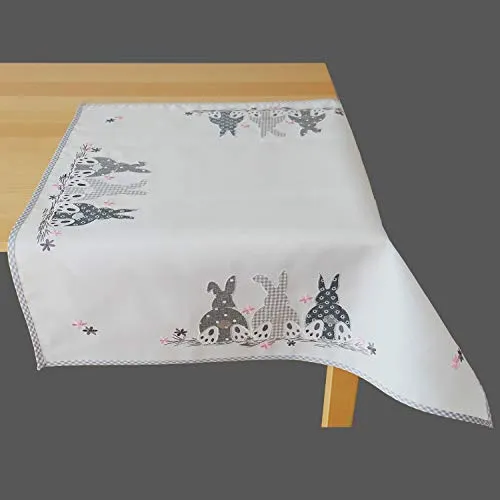 Raebel Serie 'DREI Hasen mit Stickerei, Verschiedene Größen, Mehrfarbig, Größe:Tischläufer 40 x 140 cm