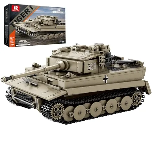 Reobrix 77031 Tiger I Tank Konstruktions-Spielset - Spielbausteine aus World of Tanks, 1.138 Teile im Maßstab 1:28, mit detaillierter Anleitung und kompatibel mit dänischen Bausteinen, ideal für Sammler und Bastler.