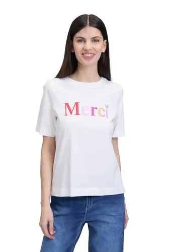 Cartoon Damen Printshirt mit Rundhalsausschnitt - T-Shirt für Damen in Patch Cream/Pink, lässige Passform mit Hotfix-Details, ideal für einen modischen Alltagslook.