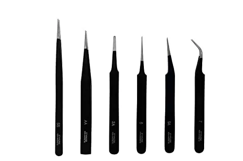 PAULIMOT Modellbau-Pinzetten-Set, 6-teilig, pulverbeschichtet