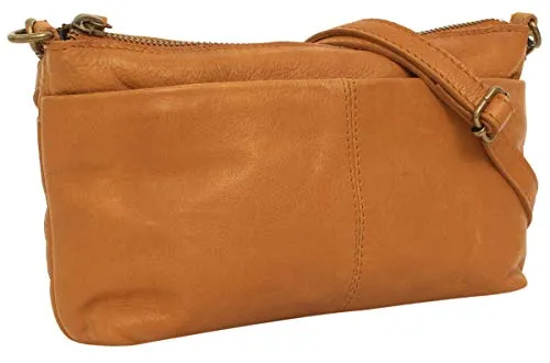 Gusti Umhängetasche Leder Veronika - Stilvolle Damen Handtasche - Messenger-Bag mit schickem Vintage Design, ideal für jeden Anlass und genügend Platz für Handy, Portmonee & mehr. Perfekt für Stadtbummel oder Partys!