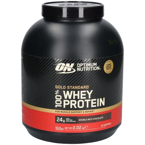 Optimum Nutrition 100% Whey Gold Standard (2000g) Double Rich Chocolate - Hochwertiges Proteinpulver - Hochwertiges Proteinpulver mit 79 g Protein pro 100 g. Vielseitig für Shakes oder Smoothies einsetzbar, ideal zur Ergänzung der täglichen Ernährung.