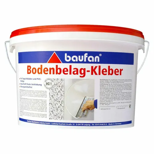Baufan Bodenbelagskleber 6 kg – Lösemittelfrei - Hochwertiger, gebrauchsfertiger Nasskleber für den Innenbereich. Ideal für Beton und PVC, bietet zuverlässige Haftung ohne schädliche Lösemittel.