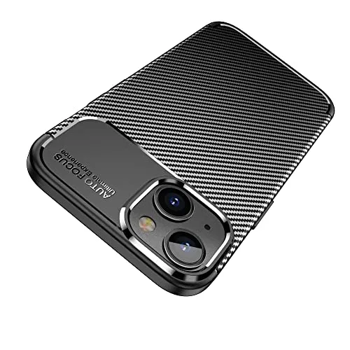 AVANA Hülle für iPhone 14 Plus Schutzhülle Flexibles Slim Case Schwarz Bumper Silikon Kratzfest Kohlefaser Cover Carbon Optik