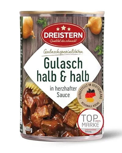 DREISTERN Gulasch vom Rind & Schwein 400g – Herzhafter Genuss in pikanter Sauce