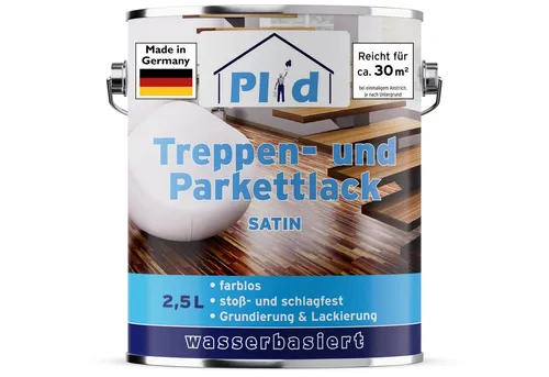 plid Schnelltrocknender Treppen- und Parkettlack - Farben & Lacke, ideal für Kork-, Parkett- und Holzfußböden, schnelltrocknend und einfach anzuwenden für ein perfektes Finish.
