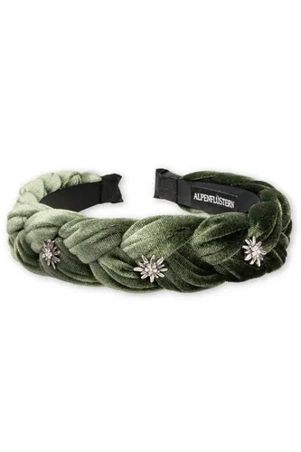 Alpenflüstern Schmuckset Haarreifen - EDELWEISS - Schmuck-Set mit elegantem Haarreifen aus gepolstertem Samt, verziert mit funkelnden Edelweißblüten. Ideal für Trachten-Outfits, rutschfest und angenehm zu tragen.