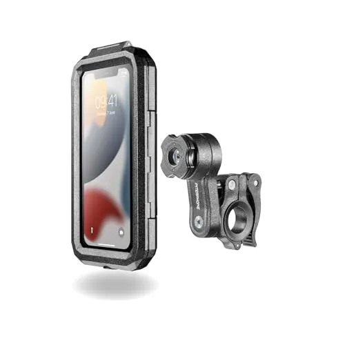 INTERPHONE 2 in 1 - Universelles wasserdichtes Hartschalenetui für Smartphones - Motorrad-Handyhalterung mit Quiklox-Modulsystem, bietet maximalen Schutz vor Stößen und schlechtem Wetter, inklusive stabiler Lenkerhalterung für sicheren Halt.