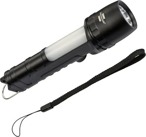 Brennenstuhl LuxPremium LED Taschenlampe THL 300 - Vielseitige Handlampe mit COB Seitenlicht - Helle LED Taschenlampe mit 8 Lichtmodi und 30h Leuchtdauer. Ideal für Outdoor-Aktivitäten dank IP54-Schutz und praktischem 180° Haken für flexible Befestigung. Inklusive Batterien.