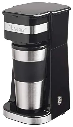 Bestron Kaffeemaschine ACM1112Z - Kompakte Camping Kaffeemaschine mit Isolierbecher, 750 Watt, für 2 große Tassen und schnelles Aufbrühen in nur 2 Minuten