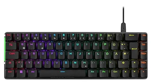 ASUS ROG Falchion Ace BLK RGB Gaming Tastatur - Kompakte 65% Layout mit Touch-Panel, mechanischen ROG NX Red Switches und tragbarer Schutzhülle für ultimativen Komfort