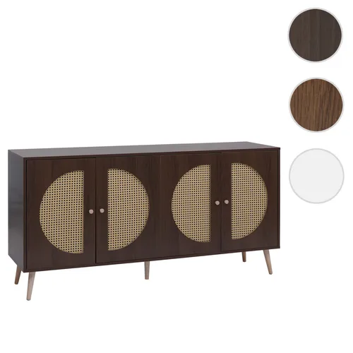 HWC-P49 Sideboard mit Poly-Rattanfront, 80x160x40cm, braun