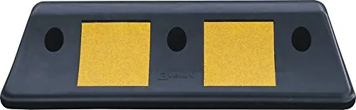 Temka 12216 UN Radstop Gummi, Schwarz/Gelb - Parkplatzsperren mit zuverlässigem Überfahrschutz, integriertem Reflexstreifen und einfacher Montage – ideal für unebene Untergründe.