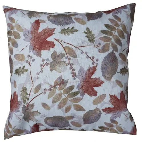 Tischdecke Druckdesign Blätter Allover mit Goldlurex Kissenhülle (40 x 40 cm)