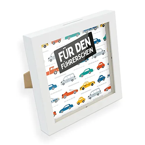 itenga Geldgeschenk I Spardose I Für den Führerschein I Gutschein I Bilderrahmen zum Befüllen I Geschenkverpackung I Einleger und Mini-Briefumschlag zum Dekorieren