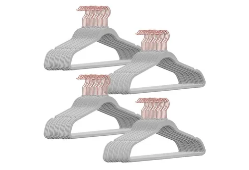 StickandShine Kleiderbügel 100 Stück Samt Kleiderbügel mit Rosegold Haken (100er Set)