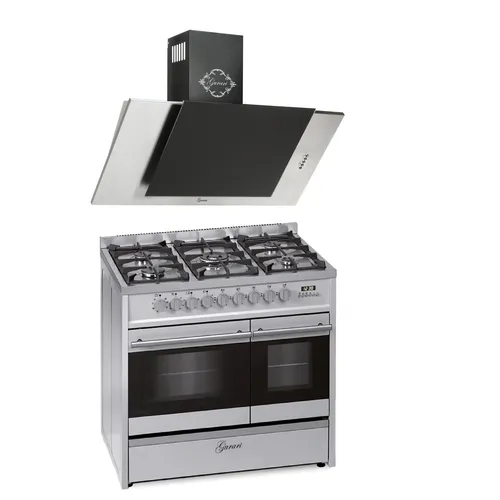 Gurari GCH E 916 X Gas Elektro Standherd 90 cm mit Dunstabzugshaube