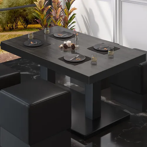 BM Bistro Loungetisch Wenge/Schwarz 130 x 80 cm - Eleganter BM Bistro Loungetisch mit robuster Melaminbeschichtung. Ideal für Gastronomie oder den privaten Essbereich – stabil, pflegeleicht und feuchtigkeitsresistent.