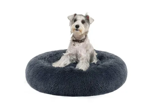 Feandrea Flauschiges Hundebett Donutform, 70 cm Durchmesser, waschbar, dunkelgrau