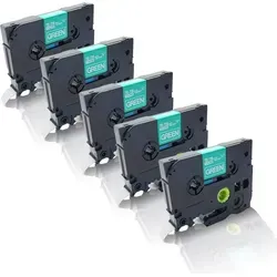 Print-Klex 5x Schriftband kompatibel kompatibel mit Bother P-Touch 2420 PC P-Touch 2430 PC P-Touch 2450 CC P-Touch 2450CC P-Touch 2450 DX TZE-735 W...