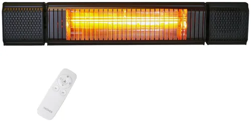 VASNER Appino BEATZZ – Infrarot Heizstrahler mit Lautsprecher & LED Beleuchtung - Heizstrahler mit 2000 Watt, Bluetooth fähig und steuerbar per App oder Fernbedienung. Ideal für Terrasse und Garten, sorgt für Wärme, Musik und stimmungsvolles Licht.