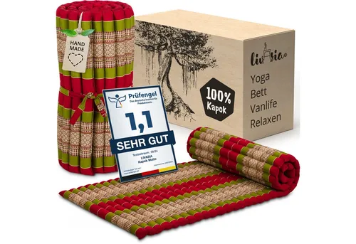 Reisebett-Matratzen Rollmatte 75 cm breit, vegan und handgefertigt, 200x75x4,5cm, livasia, 4.5 cm hoch, Kapok