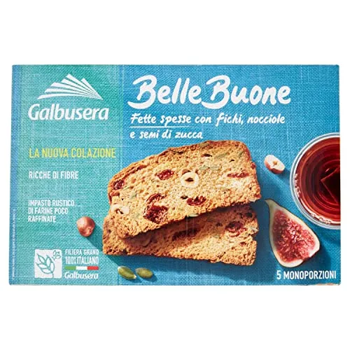 Galbusera Belle Buone Fette Spesse con fichi nocciole e semi di zucca Snacks mit Feigen Haselnüsse und Kürbiskerne 200g (5x 40g)