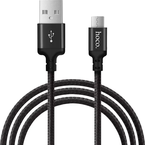 Hoco High Speed X14 - 2m Micro-USB Ladekabel Nylon USB Kabel Datenkabel Handykabel - Schwarz