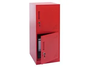 MCW Spind P63 Rot mit 2 Türen - Stabiler 2-Tür-Spind aus 0,5 mm kaltgewalztem Stahlblech, pulverbeschichtet für Langlebigkeit. Ideal für Büros oder Umkleiden, mit Drehriegelschloss und Etikettenhaltern für optimale Organisation.