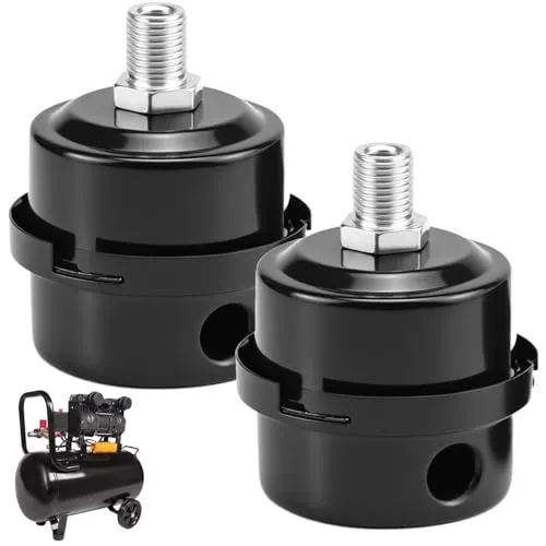 QWORK® 2 Stück Kompressor Schalldämpfer Filter, Metall Luftkompressor Kompressor Luftfilter, 1/4