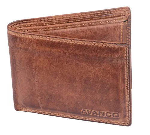 GlücksNugget Geldbörse Echtleder Scheintasche, braun