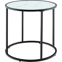 Costway Runder Beistelltisch mit Glasplatte 50 x 50 cm - Eleganter Beistelltisch mit stabilem Metallrahmen und gehärteter Glasplatte. Ideal für Wohnzimmer, Schlafzimmer oder Balkon. Stilvoll und funktional für Ihre Lieblingsdeko oder Getränke.