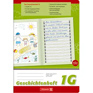 BRUNNEN Geschichtenheft Lineatur 1G liniert DIN A4 ohne Rand, 16 Blatt, 1 St.