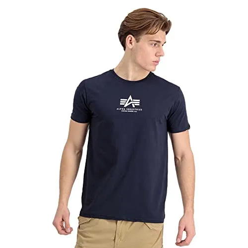 ALPHA INDUSTRIES Herren Basic T Ml T-Shirt - Blau (Rep.blue), XL - T-Shirt für Herren im Regular Fit mit abgesetztem Kragen und stylischem Alpha Logo auf der Brust, ideal für lässige Freizeitlooks.