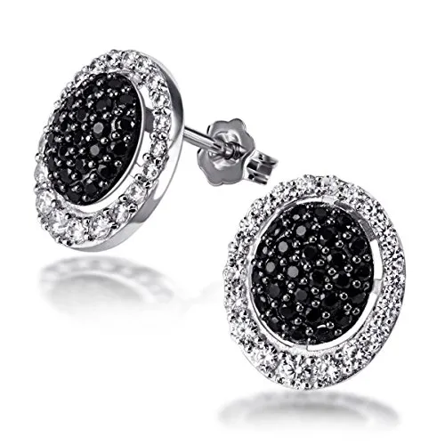 Goldmaid Damen-Ohrstecker 925 Sterlingsilber 40 weiße 56 schwarze Zirkonia