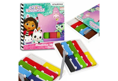 Sarcia.eu Knete Gabby's Dollhouse gewellte Knete mit Spachtel, Satz von 10 Farben